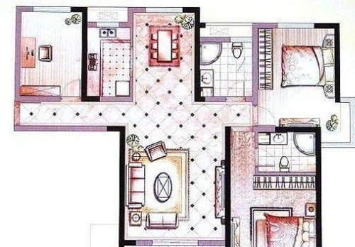 房屋设计图3d效果图三室一厅130平,房屋设计图免费图纸